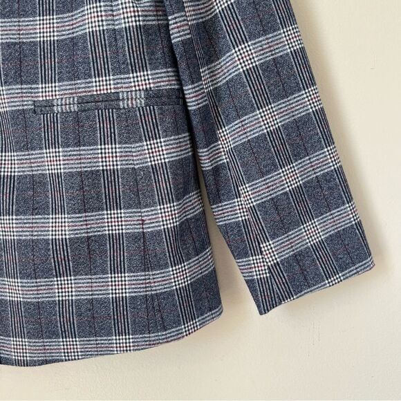 Banana Republic Women's Blue White Plaid Academia Career Blazer Jacket SZ 10 - Picture 4 of 11